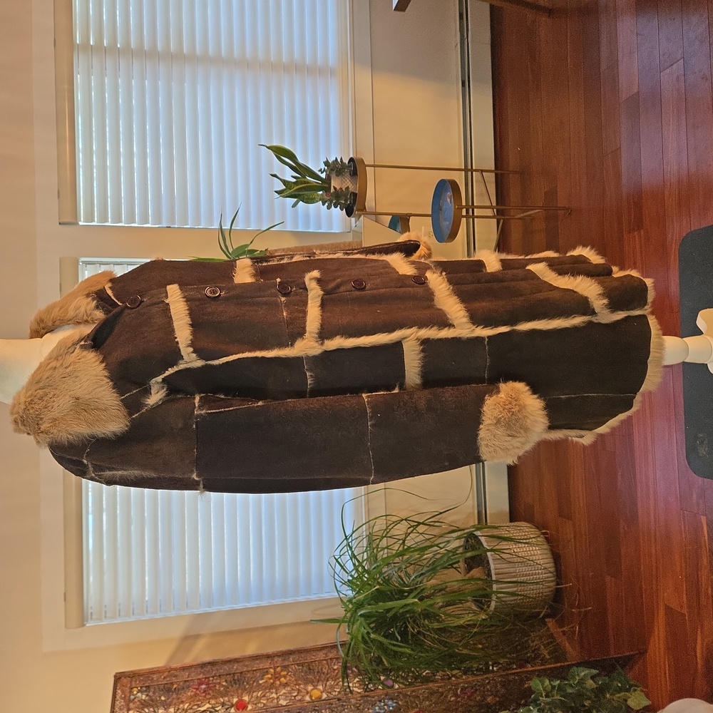 Vtg Guess Shearling Patchwork Chocolate Brown Sue… - image 2